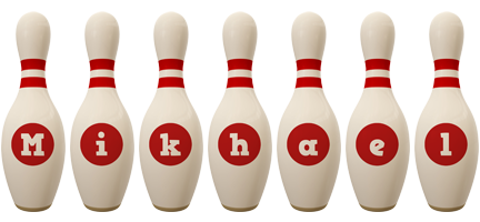 Mikhael bowling-pin logo