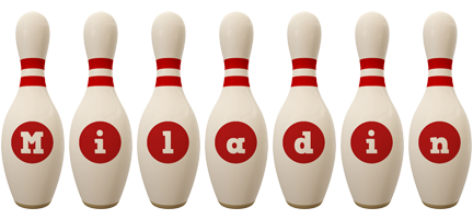Miladin bowling-pin logo