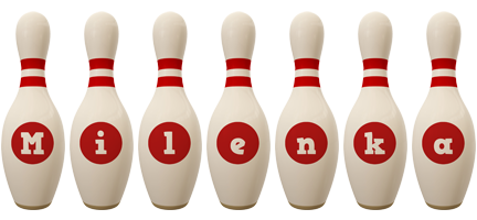 Milenka bowling-pin logo