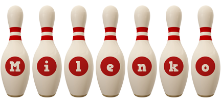 Milenko bowling-pin logo