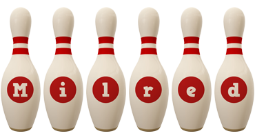 Milred bowling-pin logo