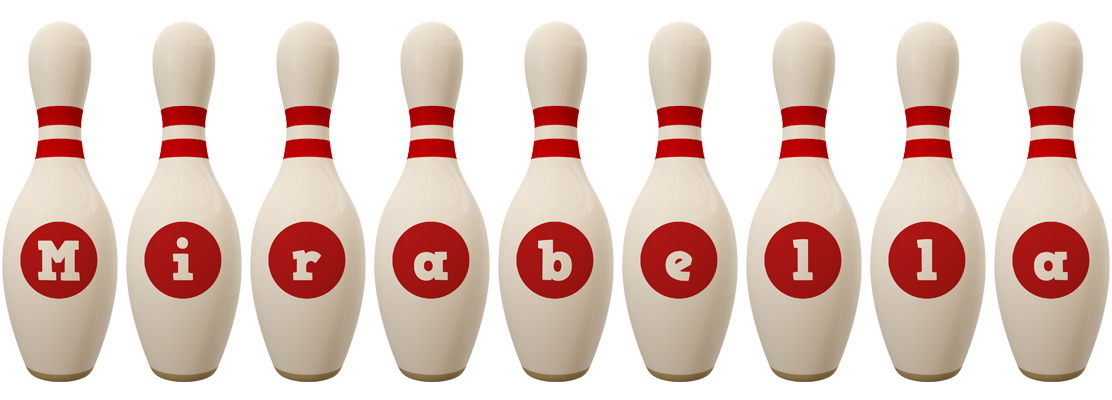 Mirabella bowling-pin logo