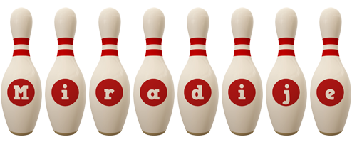 Miradije bowling-pin logo