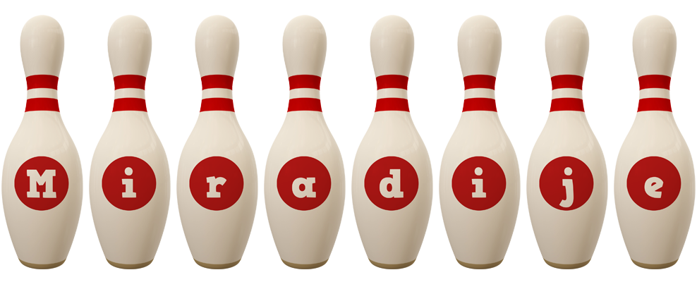 Miradije bowling-pin logo
