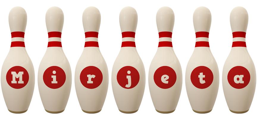 Mirjeta bowling-pin logo