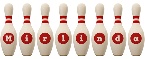 Mirlinda bowling-pin logo