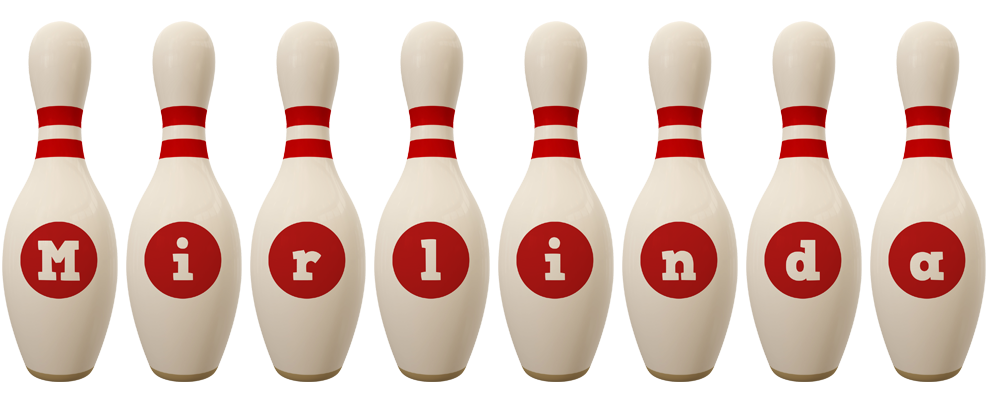 Mirlinda bowling-pin logo