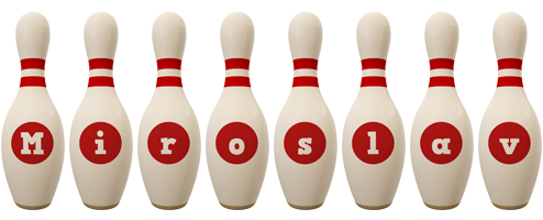 Miroslav bowling-pin logo