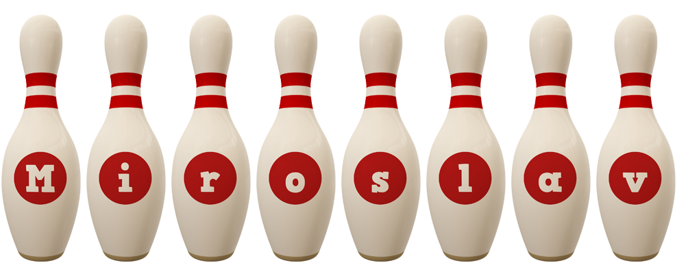 Miroslav bowling-pin logo