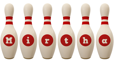 Mirtha bowling-pin logo