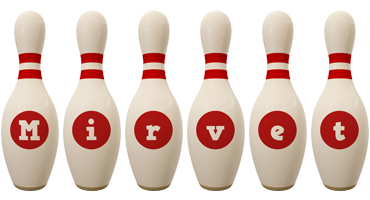 Mirvet bowling-pin logo