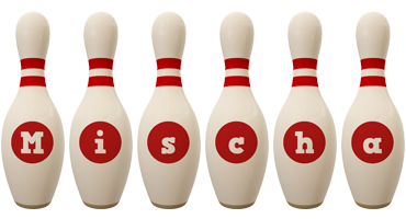 Mischa bowling-pin logo