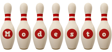 Modesto bowling-pin logo