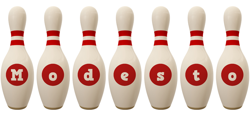 Modesto bowling-pin logo