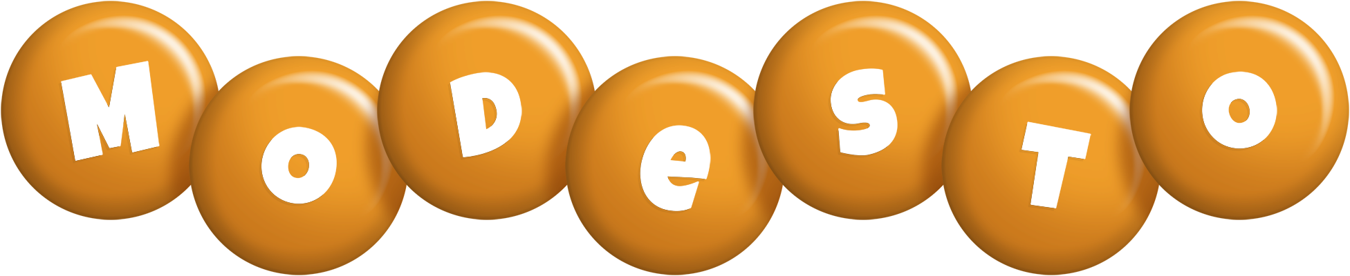 Modesto candy-orange logo