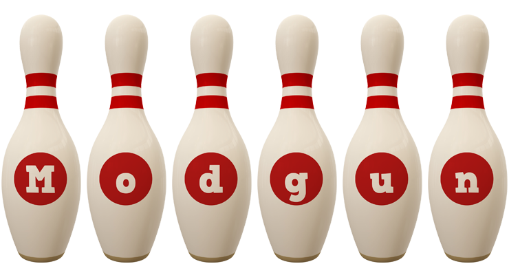 Modgun bowling-pin logo