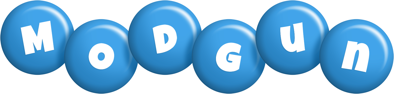 Modgun candy-blue logo