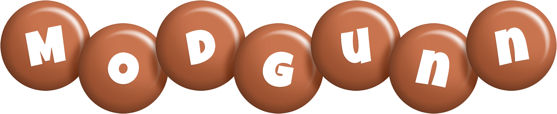 Modgunn candy-brown logo