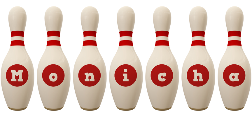 Monicha bowling-pin logo