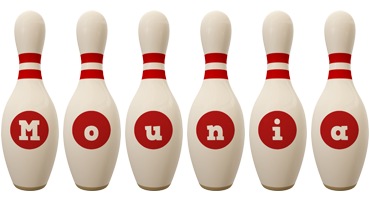 Mounia bowling-pin logo