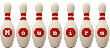 Mounira bowling-pin logo