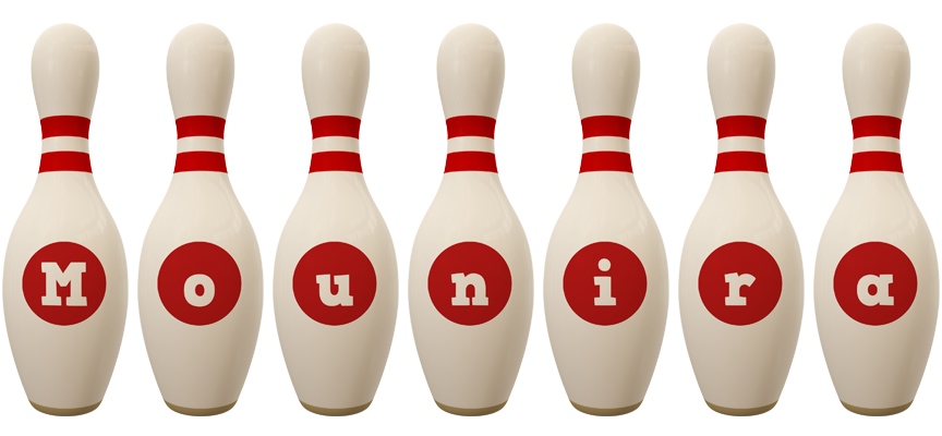 Mounira bowling-pin logo