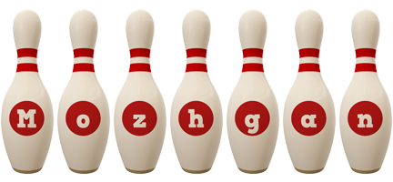 Mozhgan bowling-pin logo