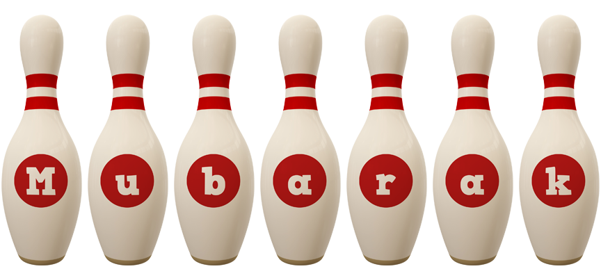 Mubarak bowling-pin logo