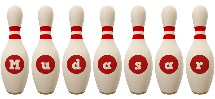Mudasar bowling-pin logo