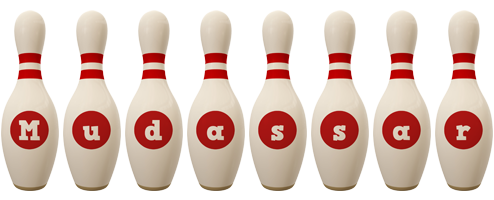 Mudassar bowling-pin logo