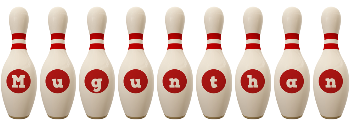 Mugunthan bowling-pin logo