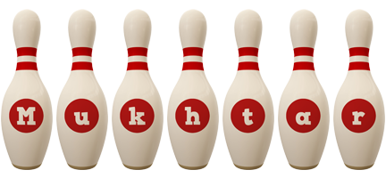 Mukhtar bowling-pin logo