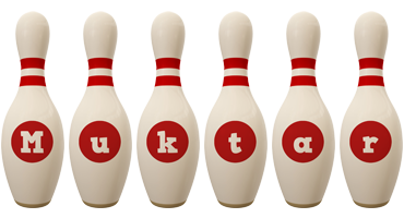 Muktar bowling-pin logo