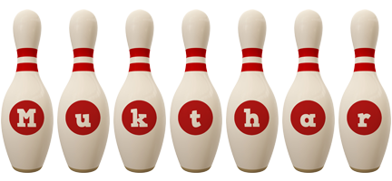 Mukthar bowling-pin logo