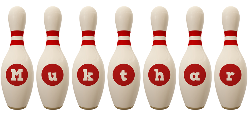 Mukthar bowling-pin logo