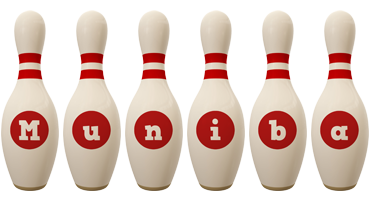 Muniba bowling-pin logo