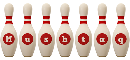Mushtaq bowling-pin logo