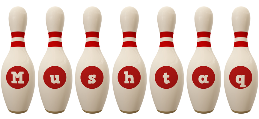 Mushtaq bowling-pin logo