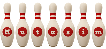 Mutasim bowling-pin logo