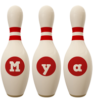 Mya bowling-pin logo