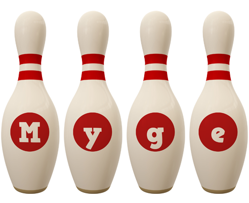 Myge bowling-pin logo