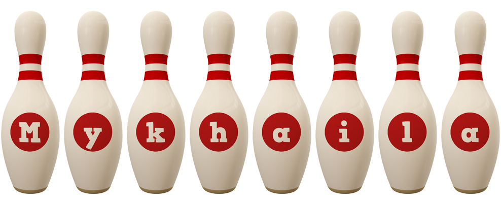 Mykhaila bowling-pin logo