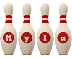 Myla bowling-pin logo