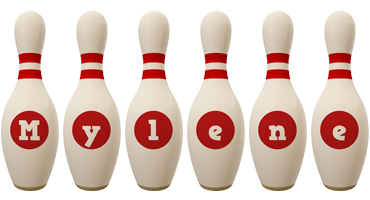 Mylene bowling-pin logo