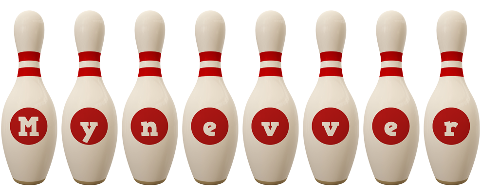 Mynevver bowling-pin logo