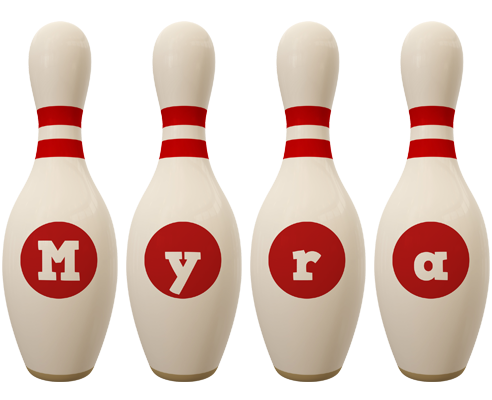 Myra bowling-pin logo