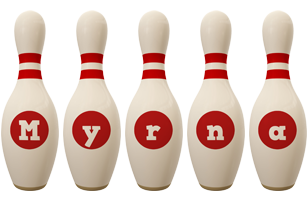 Myrna bowling-pin logo