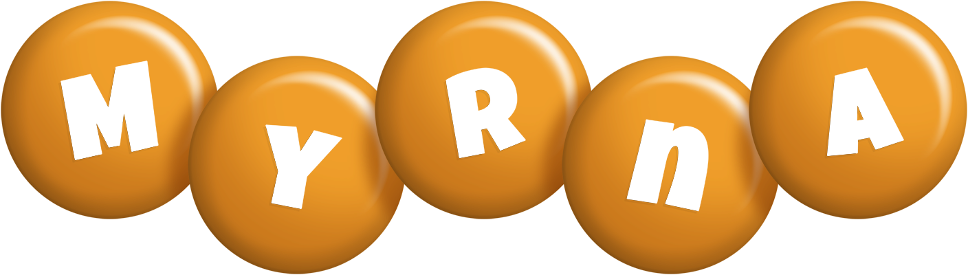 Myrna candy-orange logo