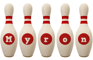 Myron bowling-pin logo