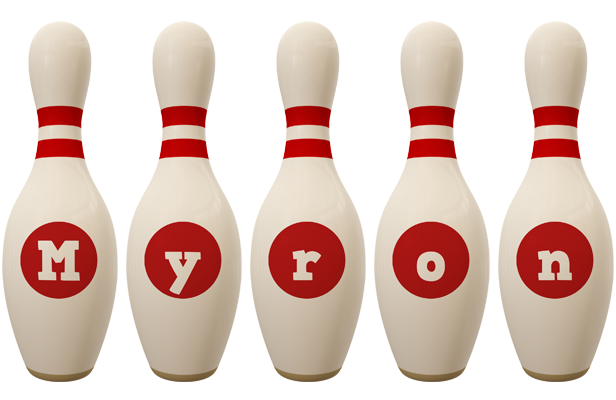 Myron bowling-pin logo